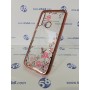 Луксозен силиконов гръб с цветя и камъни за Huawei P Smart Z Rose Gold