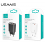 20W Бърз Адаптер USAMS USB-A (QC) USB-C (PD) 3.0A Черен