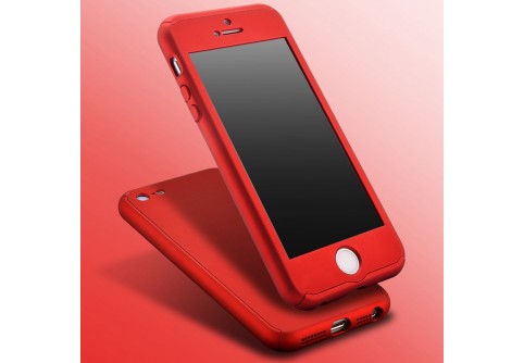 360-градусов калъф за iPhone 5/5S/SE Червен 