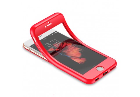 360-градусов силиконов кейс за iPhone 5/5S/SE Red