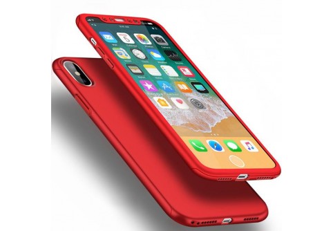 360-градусов силиконов кейс за iPhone X Red