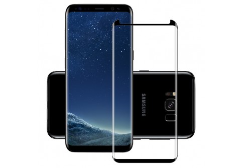 Извит стъклен протектор Full Glue за Samsung Galaxy S8 с черна рамка