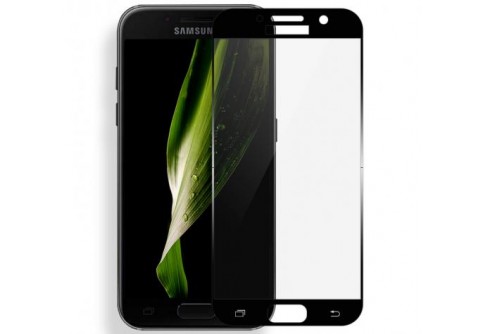  Извит стъклен протектор Full Glue за Samsung Galaxy A3 2017 с черна рамка