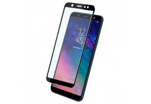 Извит стъклен протектор Full Glue за Samsung Galaxy A6 2018 с черна рамка