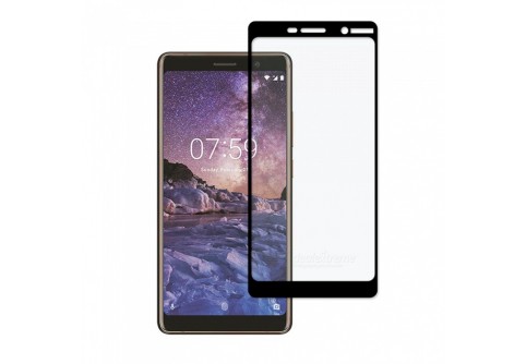 Извит стъклен протектор Full Glue за Nokia 7 Plus с черна рамка