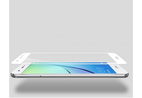Извит стъклен протектор Full Glue за Huawei P10 Lite с бяла рамка