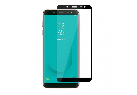 Извит стъклен протектор Full Glue за Samsung Galaxy J6 2018 с черна рамка