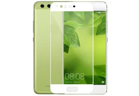 Извит стъклен протектор Full Glue за Huawei P10 с бяла рамка