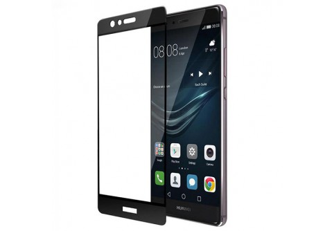 Извит стъклен протектор Full Glue за Huawei P10 Lite с черна рамка