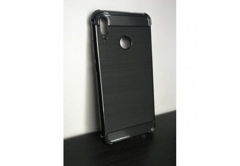 Удароустойчив силиконов гръб с карбонов дизайн за Motorola One (P30 Play) Черен
