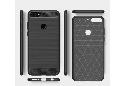 Силиконов гръб Carbon Fiber за Huawei Y7 2018 Black