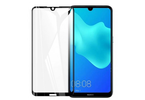 Извит стъклен протектор Full Glue за Huawei Y7 2019 с черна рамка