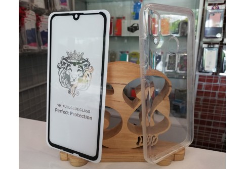 Промо пакет 5D извит стъклен протектор Full Glue + Armor Clear Case за Huawei P Smart 2019