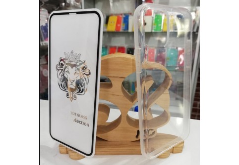 Промо пакет 5D извит стъклен протектор Full Glue + Armor Clear Case за iPhone XI/11 Pro