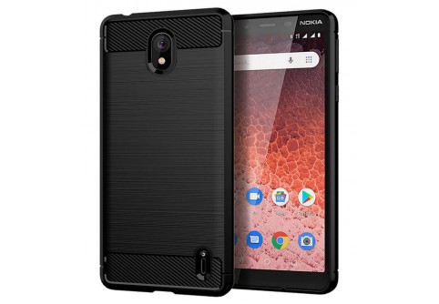 Силиконов гръб Carbon Fiber за Nokia 1 Plus Black