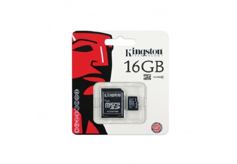 Micro SD карта Kingston 16 GB Class 10 + адаптер 