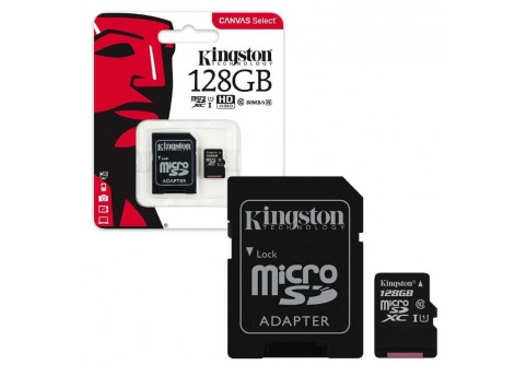 Micro SD карта Kingston 128 GB Class 10 + адаптер