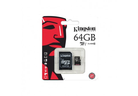 Micro SD карта Kingston 64 GB Class 10 + адаптер