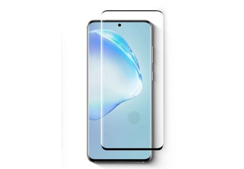Извит стъклен протектор Full Glue за Samsung Galaxy S20 с черна рамка