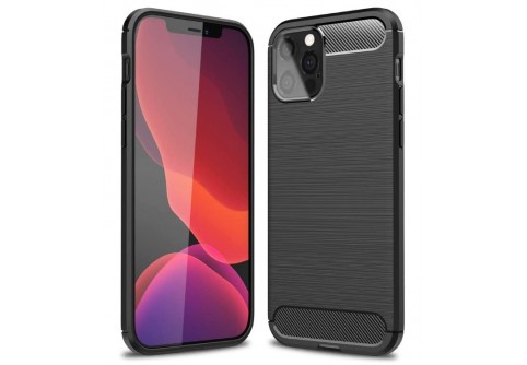 Силиконов гръб Carbon Fiber за iPhone 12 Pro Max Black