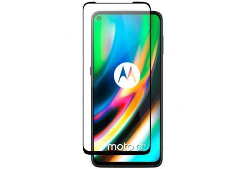 Извит стъклен протектор Full Glue за Motorola Moto G9 Plus с черна рамка
