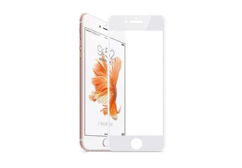 Извит стъклен протектор Full Glue за iPhone 6/6s с бяла рамка