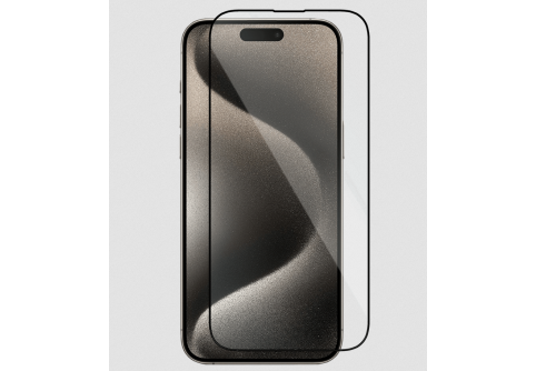 Извит стъклен протектор Full Glue за iPhone 15 Pro с черна рамка