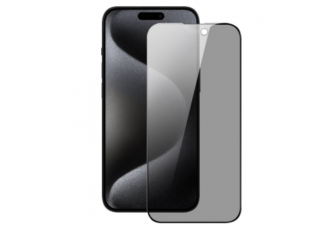 Privacy Full glue стъклен протектор за iPhone 15 Plus с черна рамка
