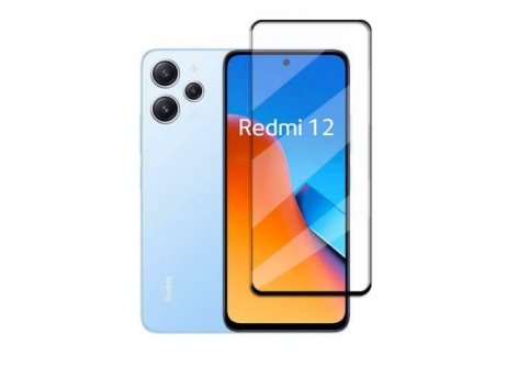 Извит стъклен протектор Full Glue за Xiaomi Redmi 12 с черна рамка