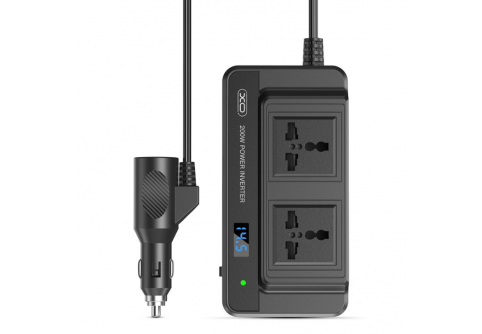 XO Инвертор за кола 200W, 2xUSB-A + USB-C + 2xAC, черен