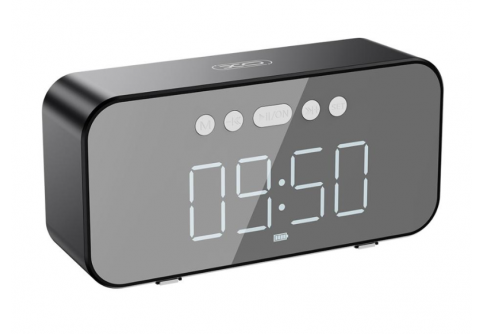 XO Тонколонка с час и радио, Mirror clock wireless /черен/