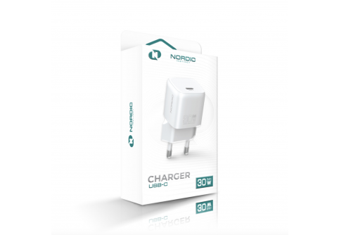NORDIC 220V 30W, USB-C GaN, бял