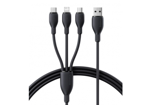 BASEUS Кабел 3-в-1, USB-A, 1.3m, 3.5A, Ultra-fast /черен/